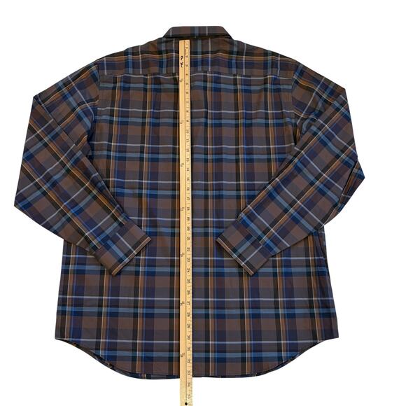 Bugatchi Dress Shirt Mens Size 2XL Brown Plaid Classic Fit Button Up Long Sleeve - Picture 9 of 11